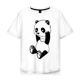 Мужская футболка хлопок Oversize с принтом Панда с оторванной головой в Санкт-Петербурге, 100% хлопок | свободный крой, круглый ворот, “спинка” длиннее передней части | без головы | животные | звери | медведь | мишка | мишутка