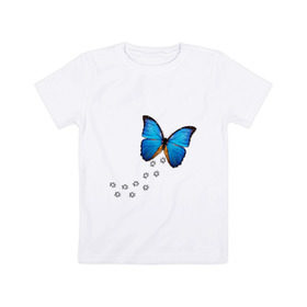 Детская футболка хлопок с принтом Реалистичная бабочка в Санкт-Петербурге, 100% хлопок | круглый вырез горловины, полуприлегающий силуэт, длина до линии бедер | Тематика изображения на принте: бабочка