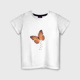 Детская футболка хлопок с принтом Реалистичная бабочка 2 в Санкт-Петербурге, 100% хлопок | круглый вырез горловины, полуприлегающий силуэт, длина до линии бедер | Тематика изображения на принте: 