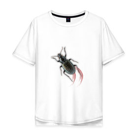 Мужская футболка хлопок Oversize с принтом Реалистичный жук в Санкт-Петербурге, 100% хлопок | свободный крой, круглый ворот, “спинка” длиннее передней части | Тематика изображения на принте: жук | насекомые | прикол | прикольные картинки | реалистичный жук