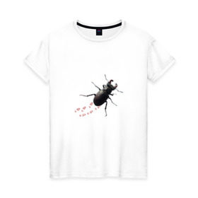 Женская футболка хлопок с принтом Реалистичный жук 2 в Санкт-Петербурге, 100% хлопок | прямой крой, круглый вырез горловины, длина до линии бедер, слегка спущенное плечо | Тематика изображения на принте: животные | жук | жуки | насекомые