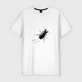 Мужская футболка премиум с принтом Реалистичный жук 2 в Санкт-Петербурге, 92% хлопок, 8% лайкра | приталенный силуэт, круглый вырез ворота, длина до линии бедра, короткий рукав | Тематика изображения на принте: животные | жук | жуки | насекомые