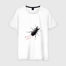 Мужская футболка хлопок с принтом Реалистичный жук 2 в Санкт-Петербурге, 100% хлопок | прямой крой, круглый вырез горловины, длина до линии бедер, слегка спущенное плечо. | Тематика изображения на принте: животные | жук | жуки | насекомые