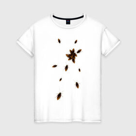 Женская футболка хлопок с принтом Тараканы в Санкт-Петербурге, 100% хлопок | прямой крой, круглый вырез горловины, длина до линии бедер, слегка спущенное плечо | животные | насекомые | таракан | тараканы