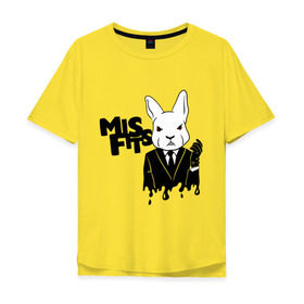Мужская футболка хлопок Oversize с принтом Кролик misfits в Санкт-Петербурге, 100% хлопок | свободный крой, круглый ворот, “спинка” длиннее передней части | misfits