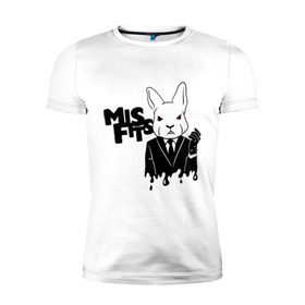 Мужская футболка премиум с принтом Кролик misfits в Санкт-Петербурге, 92% хлопок, 8% лайкра | приталенный силуэт, круглый вырез ворота, длина до линии бедра, короткий рукав | misfits