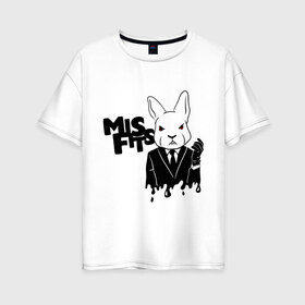 Женская футболка хлопок Oversize с принтом Кролик misfits в Санкт-Петербурге, 100% хлопок | свободный крой, круглый ворот, спущенный рукав, длина до линии бедер
 | misfits