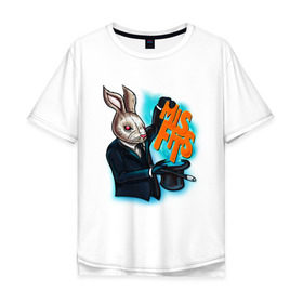 Мужская футболка хлопок Oversize с принтом Кролик-психопат в Санкт-Петербурге, 100% хлопок | свободный крой, круглый ворот, “спинка” длиннее передней части | misfits