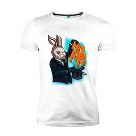 Мужская футболка премиум с принтом Кролик-психопат в Санкт-Петербурге, 92% хлопок, 8% лайкра | приталенный силуэт, круглый вырез ворота, длина до линии бедра, короткий рукав | misfits