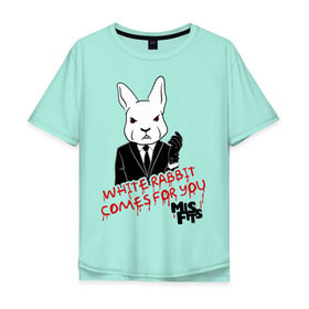 Мужская футболка хлопок Oversize с принтом Rabbit misfits в Санкт-Петербурге, 100% хлопок | свободный крой, круглый ворот, “спинка” длиннее передней части | Тематика изображения на принте: misfits