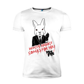 Мужская футболка премиум с принтом Rabbit misfits в Санкт-Петербурге, 92% хлопок, 8% лайкра | приталенный силуэт, круглый вырез ворота, длина до линии бедра, короткий рукав | Тематика изображения на принте: misfits
