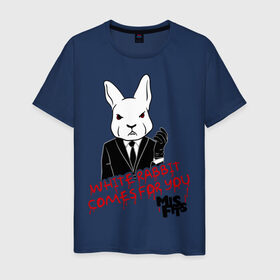 Мужская футболка хлопок с принтом Rabbit misfits в Санкт-Петербурге, 100% хлопок | прямой крой, круглый вырез горловины, длина до линии бедер, слегка спущенное плечо. | misfits