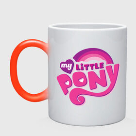 Кружка хамелеон с принтом My little pony logo в Санкт-Петербурге, керамика | меняет цвет при нагревании, емкость 330 мл | my little pony | my little pony logo | pony | детские | мой маленький пони | пони