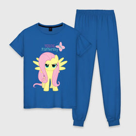 Женская пижама хлопок с принтом Naughty Fluttershy в Санкт-Петербурге, 100% хлопок | брюки и футболка прямого кроя, без карманов, на брюках мягкая резинка на поясе и по низу штанин | fluttershy | naughty | naughty fluttershy | pony | мой маленький пони | пони