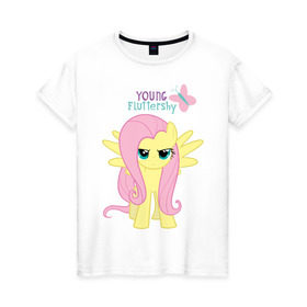 Женская футболка хлопок с принтом Naughty Fluttershy в Санкт-Петербурге, 100% хлопок | прямой крой, круглый вырез горловины, длина до линии бедер, слегка спущенное плечо | fluttershy | naughty | naughty fluttershy | pony | мой маленький пони | пони