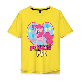 Мужская футболка хлопок Oversize с принтом Pinkie Pie in my heart в Санкт-Петербурге, 100% хлопок | свободный крой, круглый ворот, “спинка” длиннее передней части | heart | pinkie | pinkie pie in my heart | pony | детские | мой маленький пони | пони