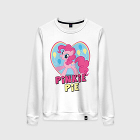 Женский свитшот хлопок с принтом Pinkie Pie in my heart в Санкт-Петербурге, 100% хлопок | прямой крой, круглый вырез, на манжетах и по низу широкая трикотажная резинка  | heart | pinkie | pinkie pie in my heart | pony | детские | мой маленький пони | пони
