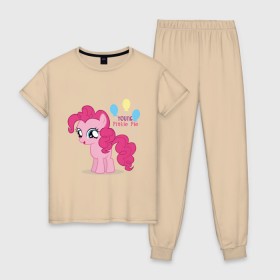 Женская пижама хлопок с принтом Young Pinkie Pie в Санкт-Петербурге, 100% хлопок | брюки и футболка прямого кроя, без карманов, на брюках мягкая резинка на поясе и по низу штанин | pie | young | young pinkie pie | детские | мой маленький пони | пони