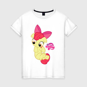 Женская футболка хлопок с принтом Малышка пони в Санкт-Петербурге, 100% хлопок | прямой крой, круглый вырез горловины, длина до линии бедер, слегка спущенное плечо | детские | детям | для детей | маленькая пони | малышка пони | мой маленький пони | пони