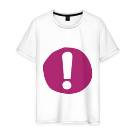 Мужская футболка хлопок с принтом Восклицательный знак на плашке в Санкт-Петербурге, 100% хлопок | прямой крой, круглый вырез горловины, длина до линии бедер, слегка спущенное плечо. | восклицание | знаки препинания | прикольные картинки