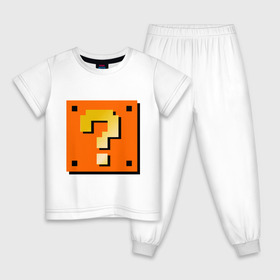 Детская пижама хлопок с принтом Mario box в Санкт-Петербурге, 100% хлопок |  брюки и футболка прямого кроя, без карманов, на брюках мягкая резинка на поясе и по низу штанин
 | 8 bit | nintendo | вопрос | вопросительный знак | марио | нинтендо