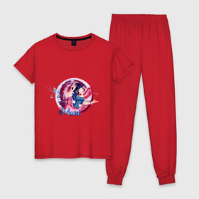 Женская пижама хлопок с принтом WinX - Муза в Санкт-Петербурге, 100% хлопок | брюки и футболка прямого кроя, без карманов, на брюках мягкая резинка на поясе и по низу штанин | Тематика изображения на принте: 