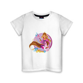 Детская футболка хлопок с принтом WinX - Флора в Санкт-Петербурге, 100% хлопок | круглый вырез горловины, полуприлегающий силуэт, длина до линии бедер | win x | winx | винкс | детские | детям | для детей | феи | флора
