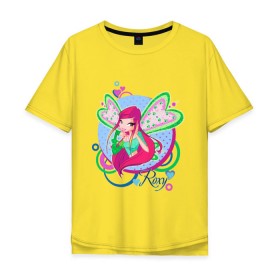 Мужская футболка хлопок Oversize с принтом WinX - Рокси в Санкт-Петербурге, 100% хлопок | свободный крой, круглый ворот, “спинка” длиннее передней части | roxy | win x | winx | винкс | детские | детям | для детей | рокси | феи