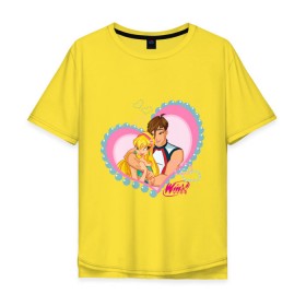 Мужская футболка хлопок Oversize с принтом WinX Love- Стелла в Санкт-Петербурге, 100% хлопок | свободный крой, круглый ворот, “спинка” длиннее передней части | win x | winx | винкс | детские | детям | для детей | феи стелла