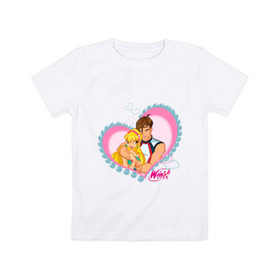 Детская футболка хлопок с принтом WinX Love- Стелла в Санкт-Петербурге, 100% хлопок | круглый вырез горловины, полуприлегающий силуэт, длина до линии бедер | Тематика изображения на принте: win x | winx | винкс | детские | детям | для детей | феи стелла