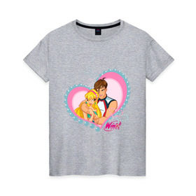 Женская футболка хлопок с принтом WinX Love- Стелла в Санкт-Петербурге, 100% хлопок | прямой крой, круглый вырез горловины, длина до линии бедер, слегка спущенное плечо | win x | winx | винкс | детские | детям | для детей | феи стелла