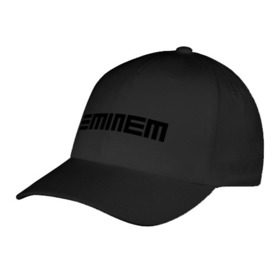 Бейсболка с принтом Eminem black logo в Санкт-Петербурге, 100% хлопок | классический козырек, металлическая застежка-регулятор размера | Тематика изображения на принте: хип хоп