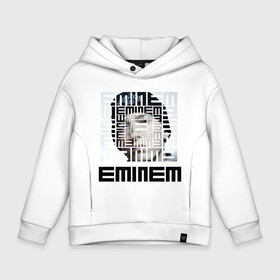 Детское худи Oversize хлопок с принтом Eminem grey в Санкт-Петербурге, френч-терри — 70% хлопок, 30% полиэстер. Мягкий теплый начес внутри —100% хлопок | боковые карманы, эластичные манжеты и нижняя кромка, капюшон на магнитной кнопке | хип хоп