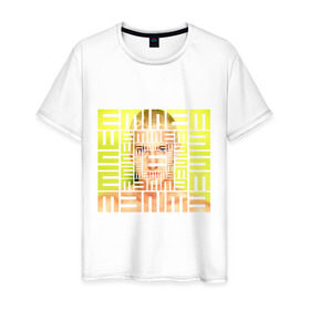 Мужская футболка хлопок с принтом Eminem yellow в Санкт-Петербурге, 100% хлопок | прямой крой, круглый вырез горловины, длина до линии бедер, слегка спущенное плечо. | Тематика изображения на принте: eminem | eminem pill | eminem yellow | rap | рап | эминем
