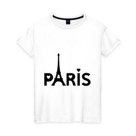 Женская футболка хлопок с принтом Paris logo в Санкт-Петербурге, 100% хлопок | прямой крой, круглый вырез горловины, длина до линии бедер, слегка спущенное плечо | paris | париж | парис | туристические | франция | эйфелева башня