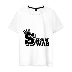 Мужская футболка хлопок с принтом King of swag в Санкт-Петербурге, 100% хлопок | прямой крой, круглый вырез горловины, длина до линии бедер, слегка спущенное плечо. | swag | swag style | одежда сваг | сваг | сваг стиль | свег | свог | свэг