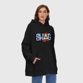 Худи SuperOversize хлопок с принтом Глаз SWAG в Санкт-Петербурге, 70% хлопок, 30% полиэстер, мягкий начес внутри | карман-кенгуру, эластичная резинка на манжетах и по нижней кромке, двухслойный капюшон
 | swag | графити | граффити | модный | рисунок на стене | сваг | свег | свог | свэг | стиль