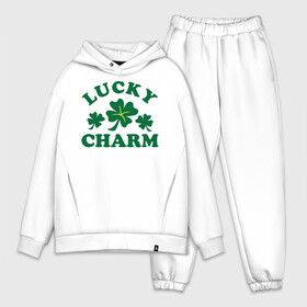 Мужской костюм хлопок OVERSIZE с принтом Lucky charm   клевер в Санкт-Петербурге,  |  | patricks day | saint patricks day | день патрика | день святого патрика | клевер | четырехлистный клевер