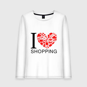 Женский лонгслив хлопок с принтом i love shpping я люблю шоппинг в Санкт-Петербурге, 100% хлопок |  | i love shopping | shopping | девушкам | для девушек | шоппинг