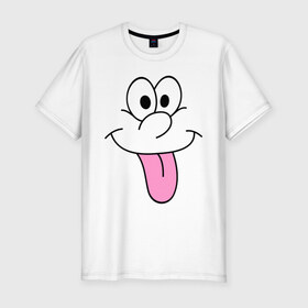 Мужская футболка премиум с принтом Балдею от всего в Санкт-Петербурге, 92% хлопок, 8% лайкра | приталенный силуэт, круглый вырез ворота, длина до линии бедра, короткий рукав | позитив | рожа | рожица | смайл | смайлик | улыбка | улыбочка | язык