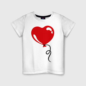 Детская футболка хлопок с принтом Сердце воздушный шар в Санкт-Петербурге, 100% хлопок | круглый вырез горловины, полуприлегающий силуэт, длина до линии бедер | любовь | сердечко | сердце | шарик