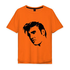Мужская футболка хлопок Oversize с принтом Элвис Пресли. (Elvis Presley) в Санкт-Петербурге, 100% хлопок | свободный крой, круглый ворот, “спинка” длиннее передней части | Тематика изображения на принте: rocknroll | лицо | музыка | певец | ретро | рок н ролл