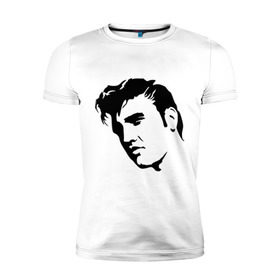 Мужская футболка премиум с принтом Элвис Пресли. (Elvis Presley) в Санкт-Петербурге, 92% хлопок, 8% лайкра | приталенный силуэт, круглый вырез ворота, длина до линии бедра, короткий рукав | rocknroll | лицо | музыка | певец | ретро | рок н ролл