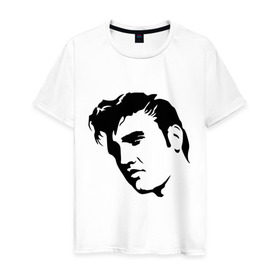 Мужская футболка хлопок с принтом Элвис Пресли. (Elvis Presley) в Санкт-Петербурге, 100% хлопок | прямой крой, круглый вырез горловины, длина до линии бедер, слегка спущенное плечо. | rocknroll | лицо | музыка | певец | ретро | рок н ролл