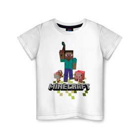 Детская футболка хлопок с принтом Шахтёрское ремесло в Санкт-Петербурге, 100% хлопок | круглый вырез горловины, полуприлегающий силуэт, длина до линии бедер | boom | minecraft | игры | компьютерные игры | майнкрафт