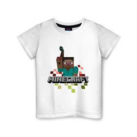 Детская футболка хлопок с принтом Шахтёр minecraft в Санкт-Петербурге, 100% хлопок | круглый вырез горловины, полуприлегающий силуэт, длина до линии бедер | boom | minecraft | игры | компьютерные игры | майнкрафт