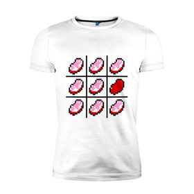 Мужская футболка премиум с принтом Сердца minecraft в Санкт-Петербурге, 92% хлопок, 8% лайкра | приталенный силуэт, круглый вырез ворота, длина до линии бедра, короткий рукав | boom | minecraft | игры | компьютерные игры | майнкрафт