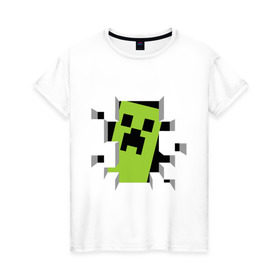 Женская футболка хлопок с принтом Crash Minecraft в Санкт-Петербурге, 100% хлопок | прямой крой, круглый вырез горловины, длина до линии бедер, слегка спущенное плечо | boom | media | minecraft | игры | компьютерные игры | майнкрафт
