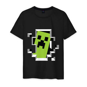 Мужская футболка хлопок с принтом Crash Minecraft в Санкт-Петербурге, 100% хлопок | прямой крой, круглый вырез горловины, длина до линии бедер, слегка спущенное плечо. | boom | media | minecraft | игры | компьютерные игры | майнкрафт