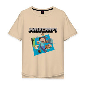 Мужская футболка хлопок Oversize с принтом Heroes of Minecraft в Санкт-Петербурге, 100% хлопок | свободный крой, круглый ворот, “спинка” длиннее передней части | Тематика изображения на принте: boom | minecraft | игры | компьютерные игры | майнкрафт